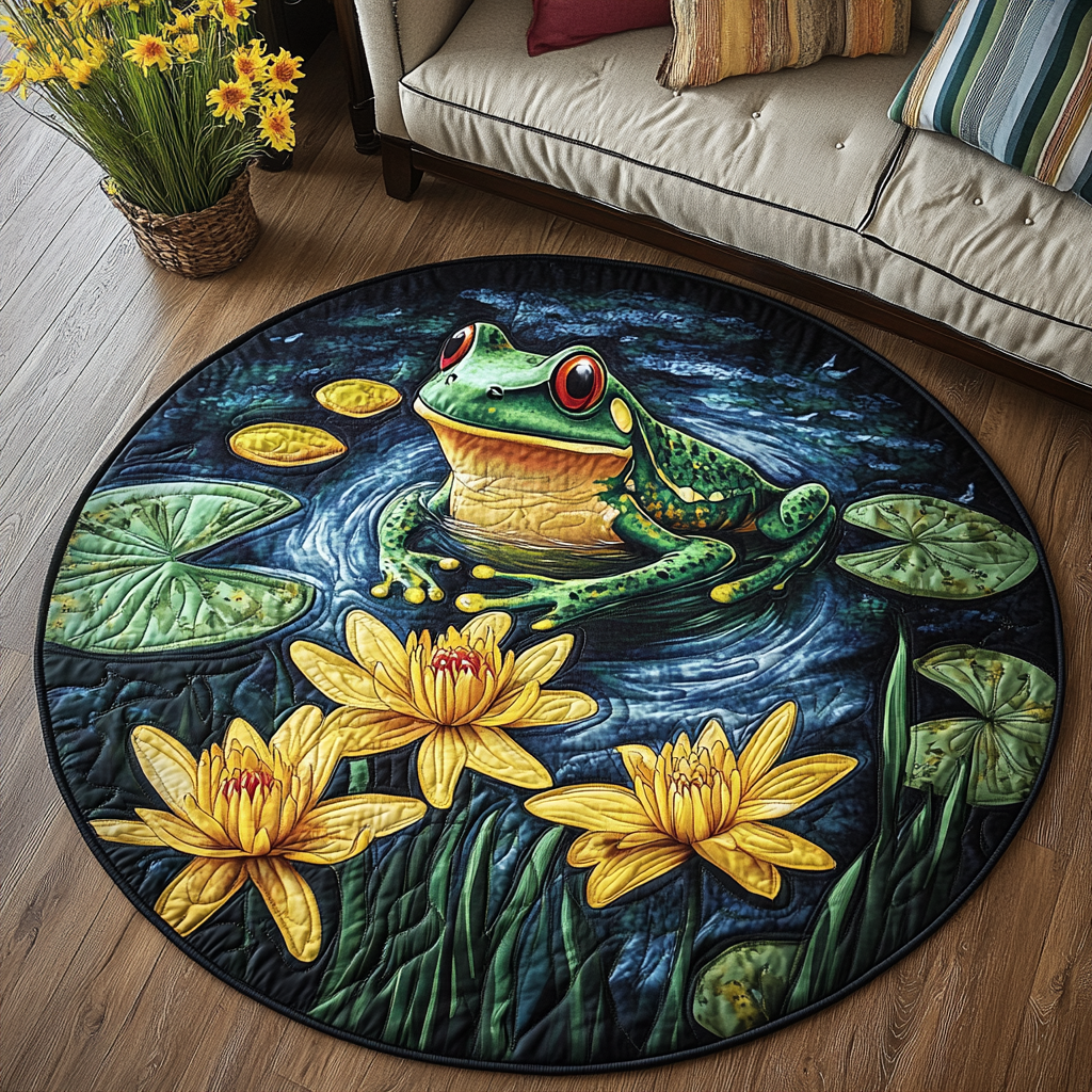 Nature Nest Quilted Round Mat Foyer Christmas Decor Cute Frog Themed Gifts