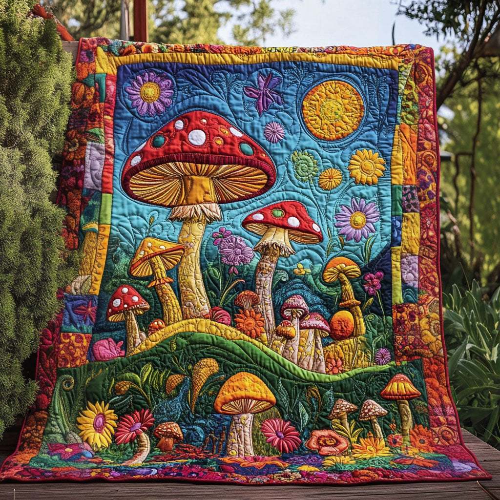 Nature Peaceful Touch Quilted Blanket Cute Mushroom Gifts