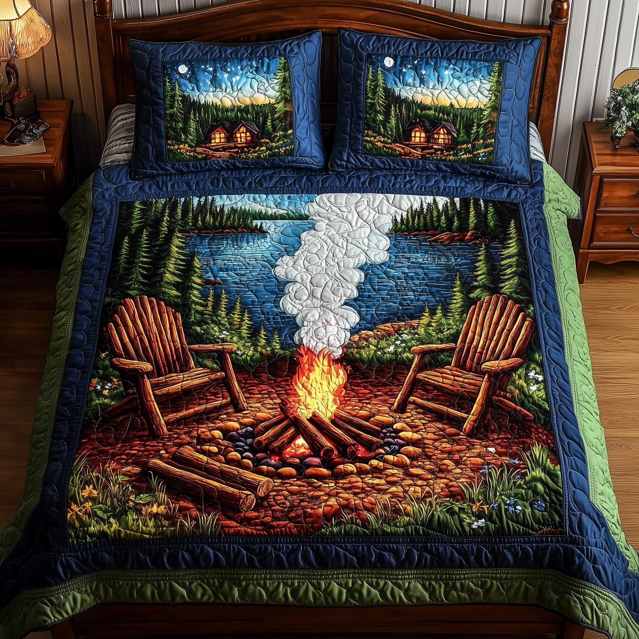 Nature Retreat Quilted Bedding Set Duvet Cover Bedspread Camping Gifts For Friends