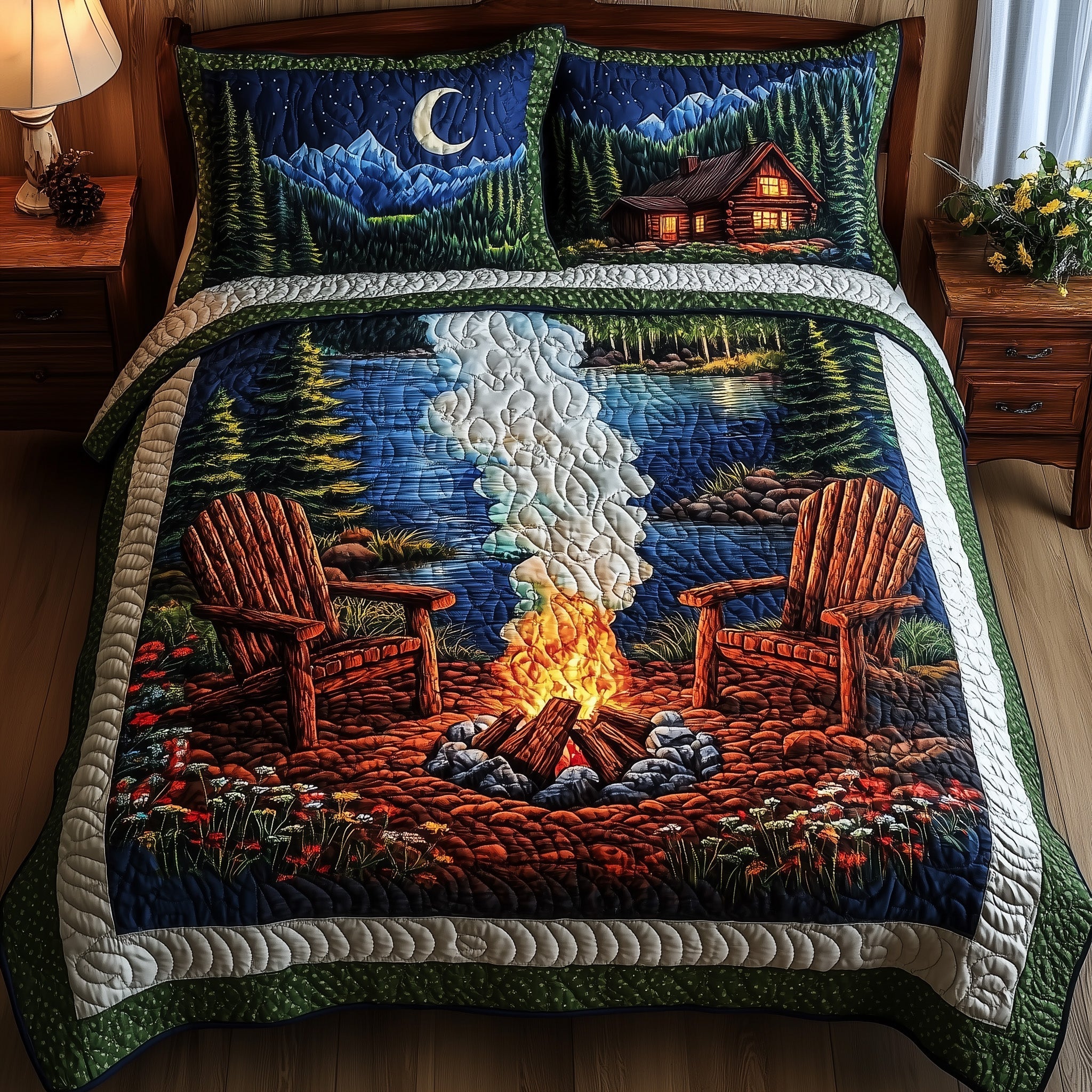 Nature Retreat Quilted Bedding Set Duvet Cover Bedspread Great Presents For Campers