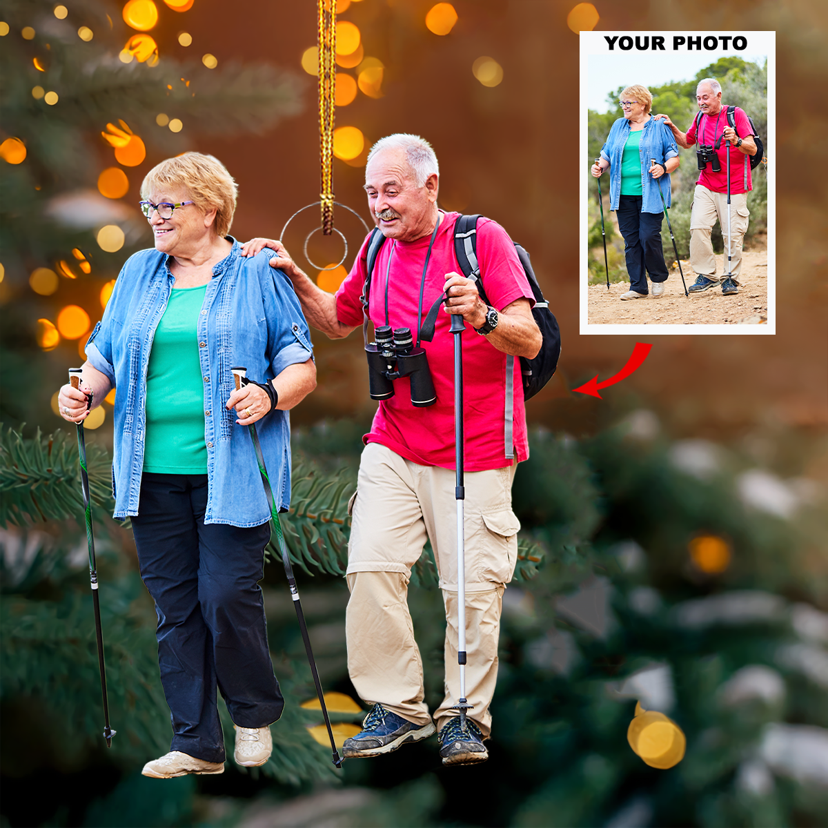 Nature Walk Personalized Photo Mica Ornament Gift For Couple Family Members