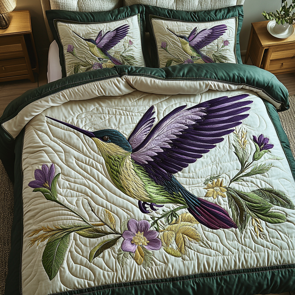 Nature Whirl Quilted Bedding Set Bed Decor Best Hummingbird Christmas Gifts
