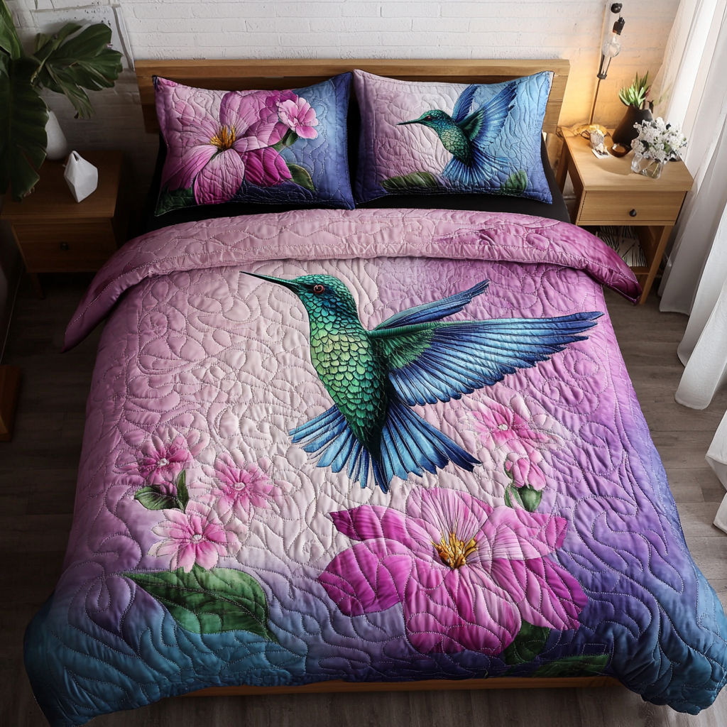 Nature Whisper Quilted Bedding Set Best Comforter Sets Unique Hummingbird Presents