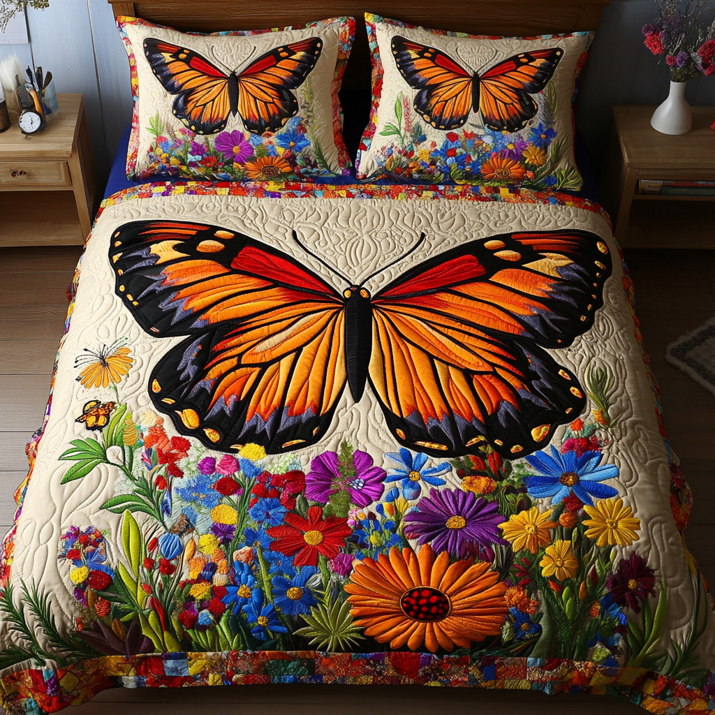 Nature Wings Quilted Bedding Set Best Comforter Sets Butterfly Gifts For Lady