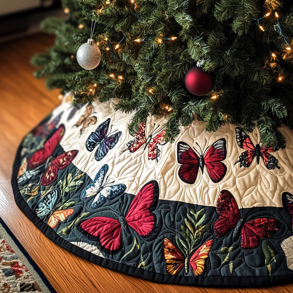 Natures Ballet Quilted Christmas Tree Skirt Xmas Under-Tree Decoration