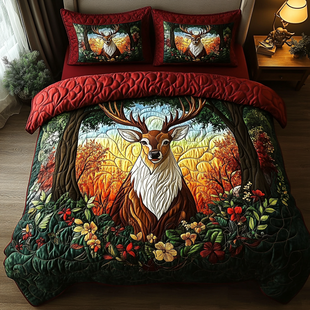 Natures Crown Quilted Bedding Set Special Home Gift Idea for Comfortable Living