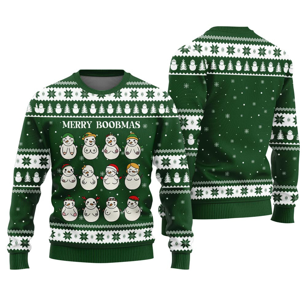 Naughty Boobmas Mens Ugly Sweaters For Christmas Merry Christmas Sweatshirt for Holiday Fun