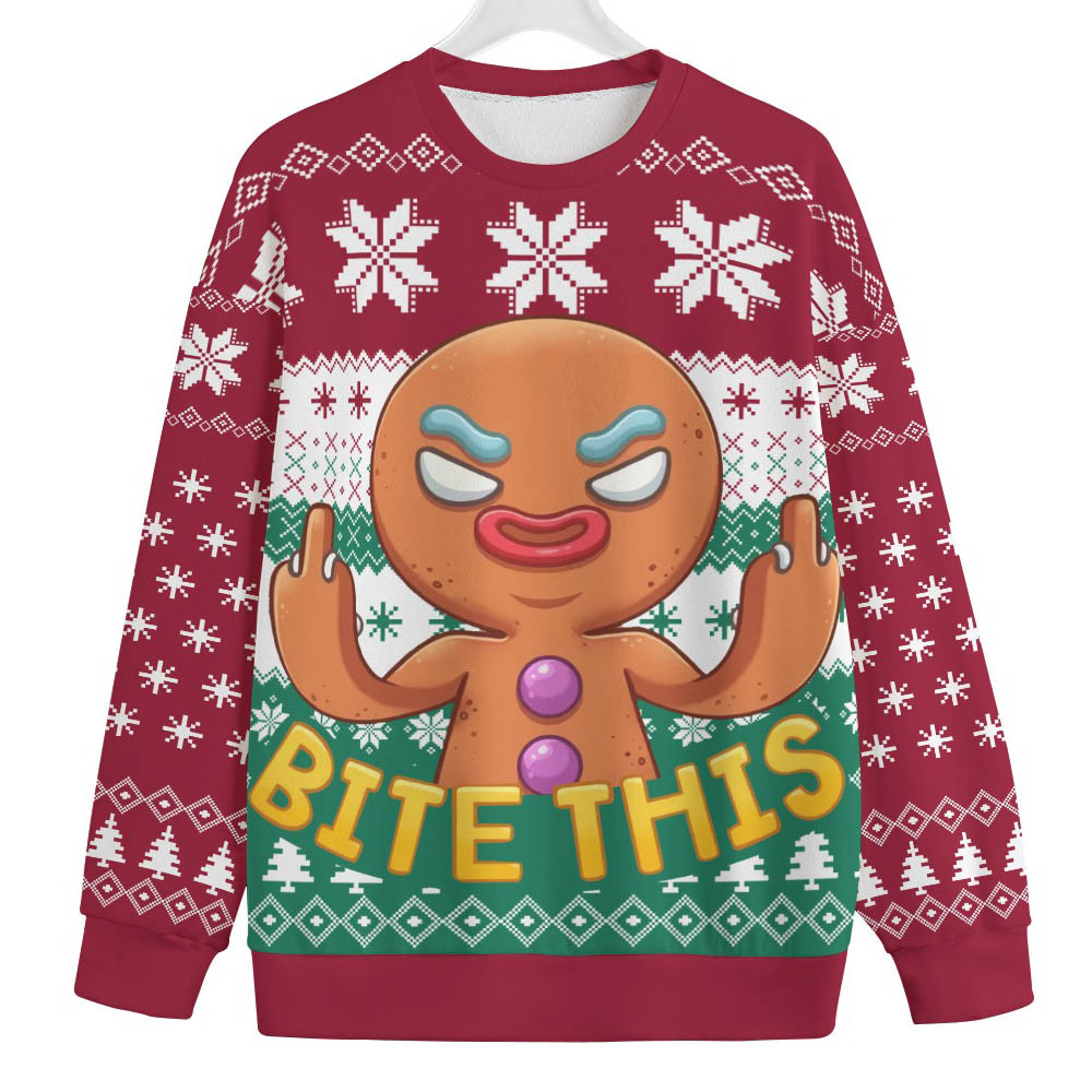 Naughty Cookies Womens Plus Ugly Christmas Sweater Seasonal Gift Merch for Cozy Christmas Vibes