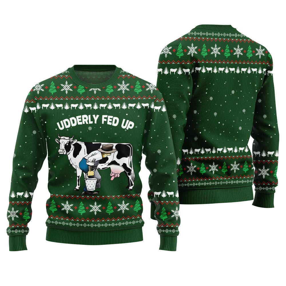 Naughty Cow Farm Tease Ugly Christmas Sweater Lovely Christmas Sweater Gift for Mom or Grandma
