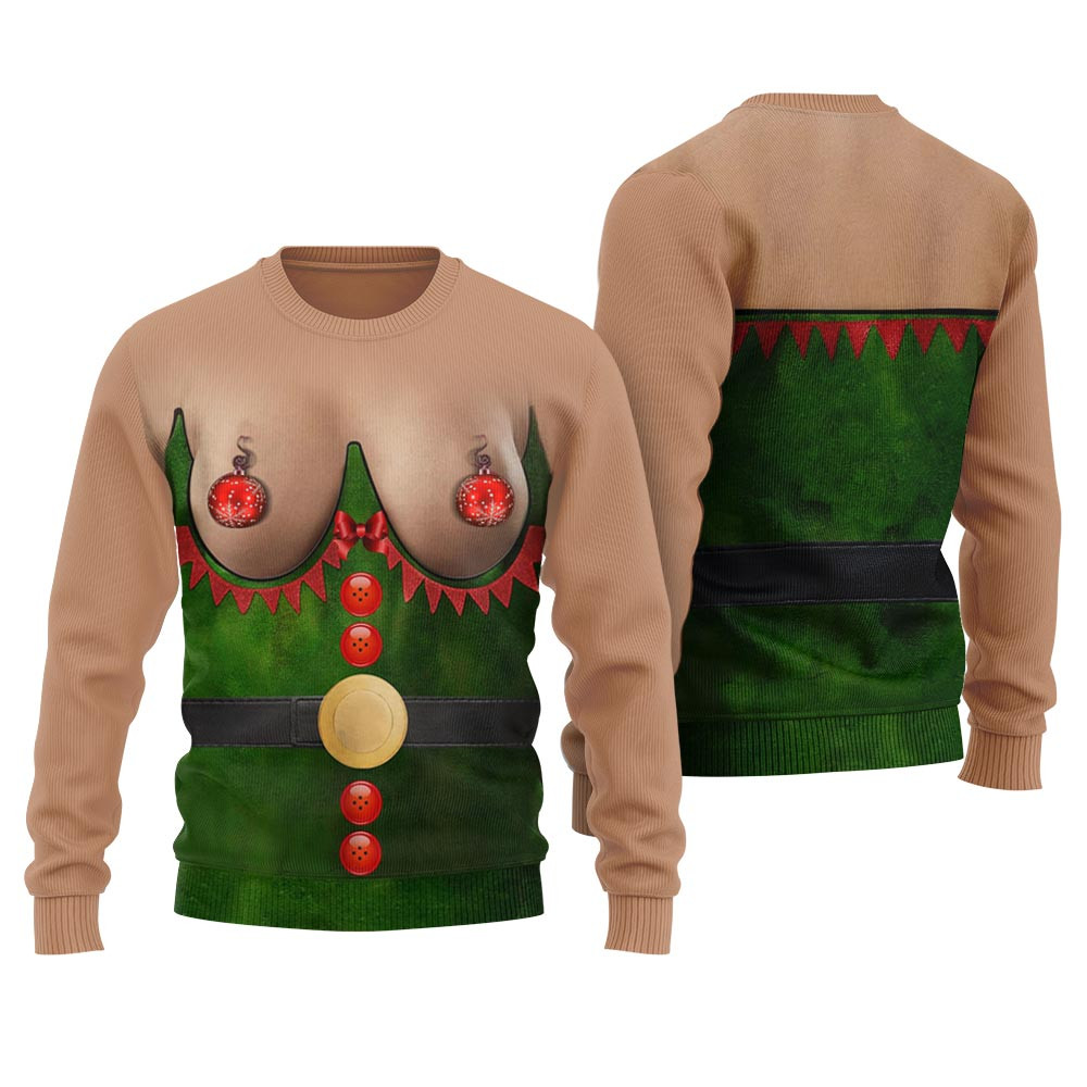 Naughty Girl Body Tattoo Christmas Sweater Men Custom Holiday Sweater Merch That Warms the Heart