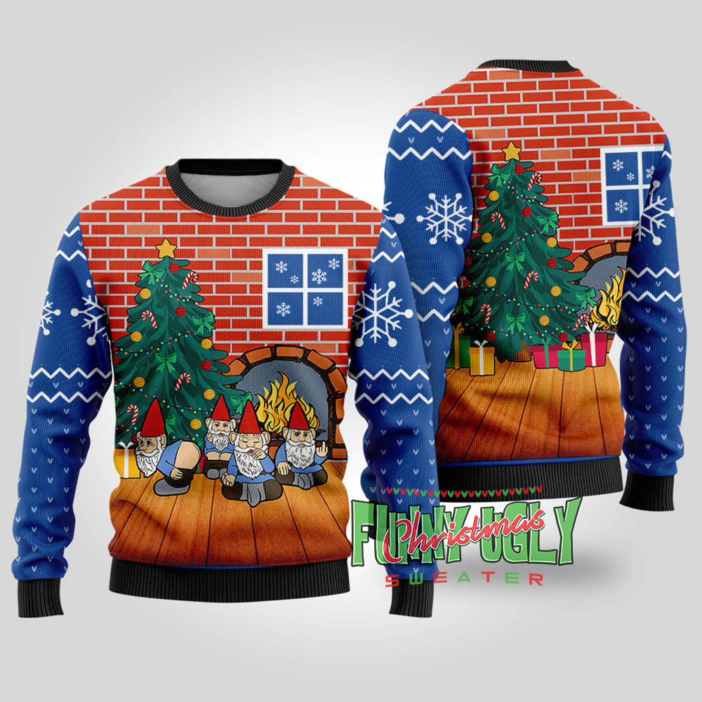Naughty Gnome Funny Christmas Sweater Royal Cute Holiday Sweatshirt to Spread Joy