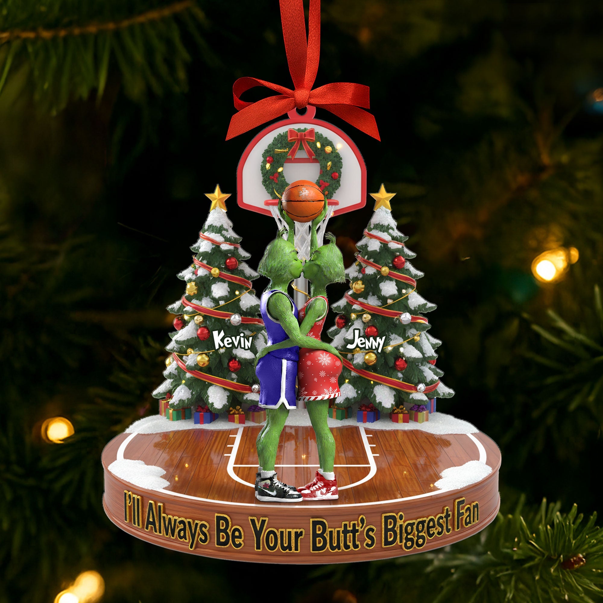 Naughty Green Basketball Couple Ornament - Personalized Gifts For Couple - Holiday Tree Decoration Gift Naughty Green Basketball Couple Ornament - Personalized Gifts For Couple - Holiday Tree Decoration Gift