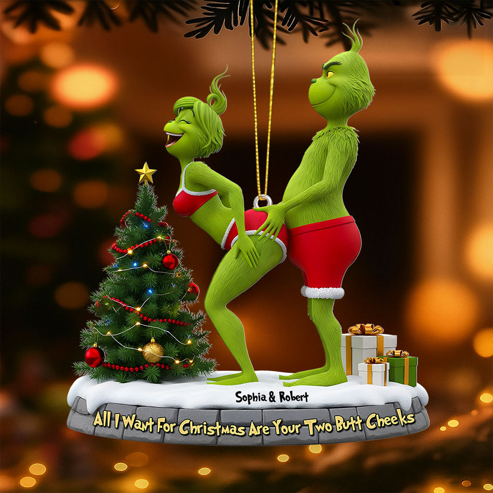 Naughty Green Couple Ornament - Personalized Christmas Gifts For Couple - Fun Holiday Ornament Gift