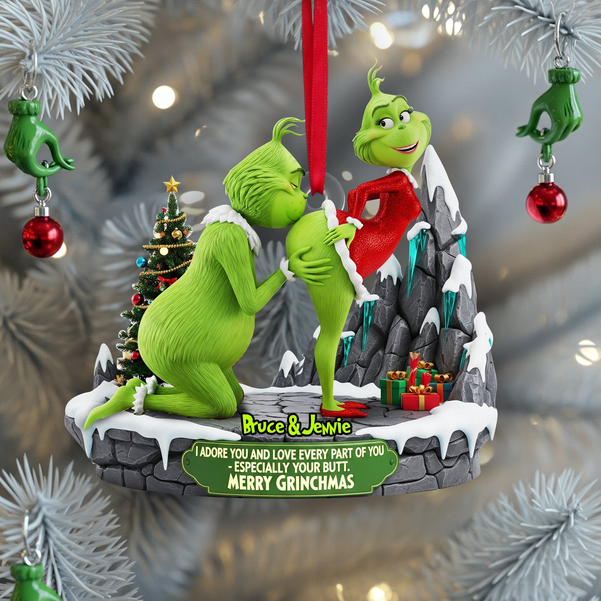 Naughty Green Couple Ornament - Personalized Gift For Couple - Cute Christmas Tree Gift Idea Naughty Green Couple Ornament - Personalized Gift For Couple - Cute Christmas Tree Gift Idea