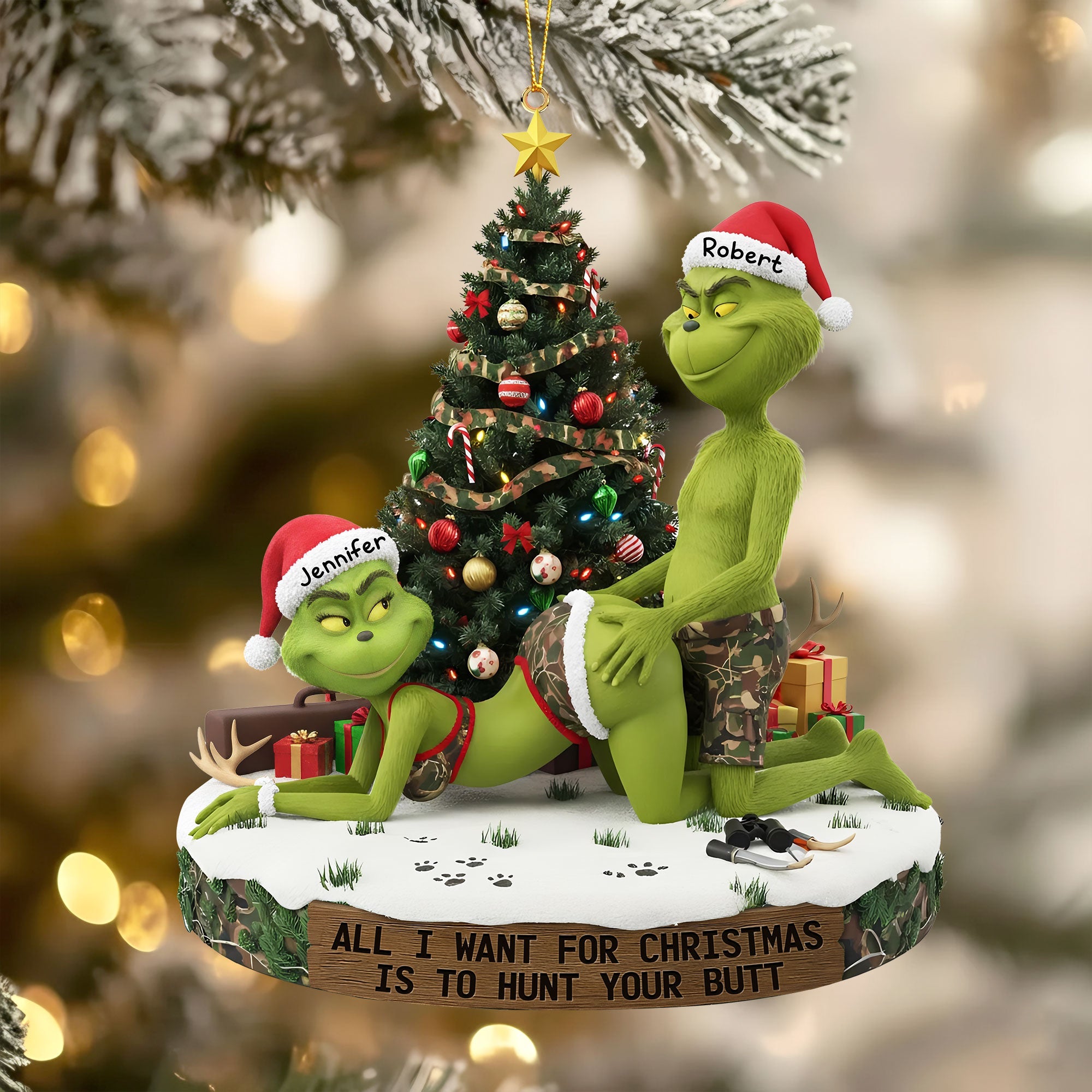 Naughty Green Couple Ornament - Personalized Gifts For Couple - Fun Holiday Ornament Gift (2)