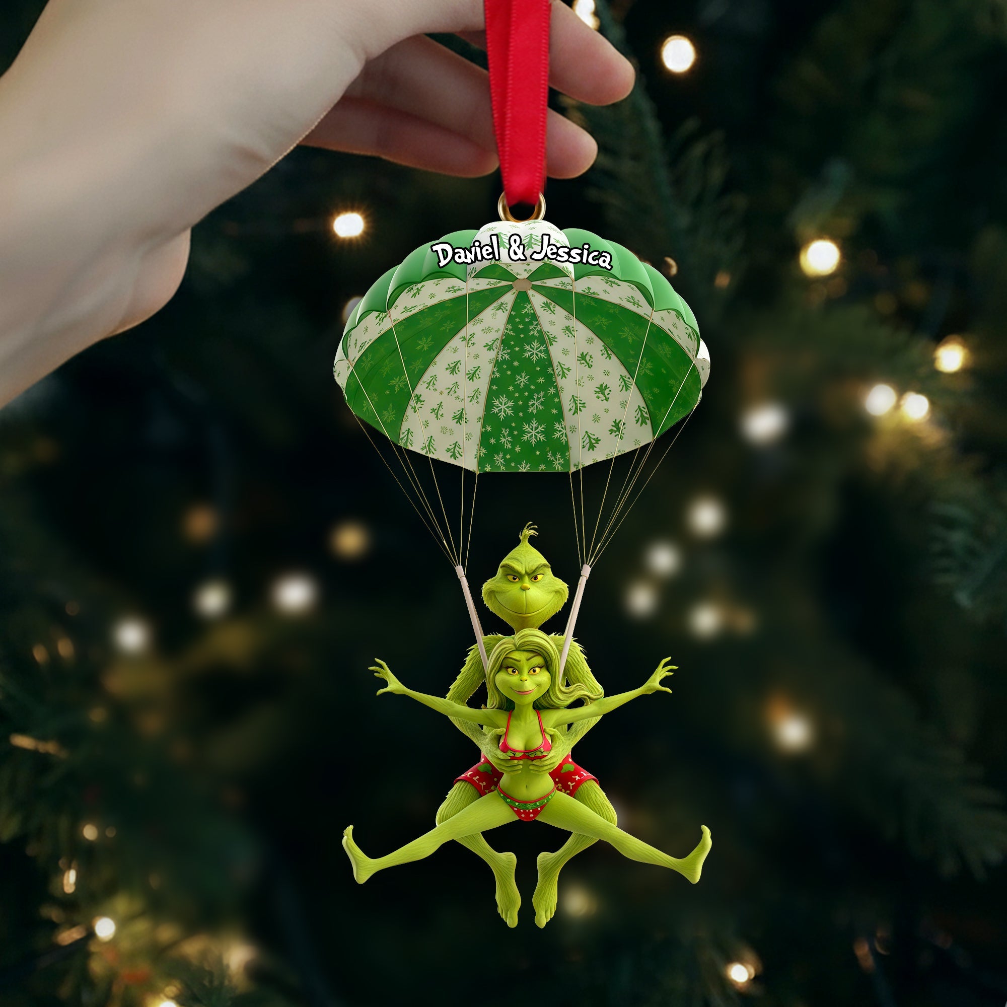 Naughty Green Parachute Couple Ornament - Personalized Gift For Couples - Funny Christmas Ornament Gift Naughty Green Parachute Couple Ornament - Personalized Gift For Couples - Funny Christmas Ornament Gift