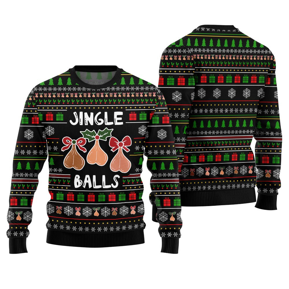 Naughty Jingle Balls Funny Ugly Christmas Sweater Thoughtful Winter Gift Merch for Special Moments