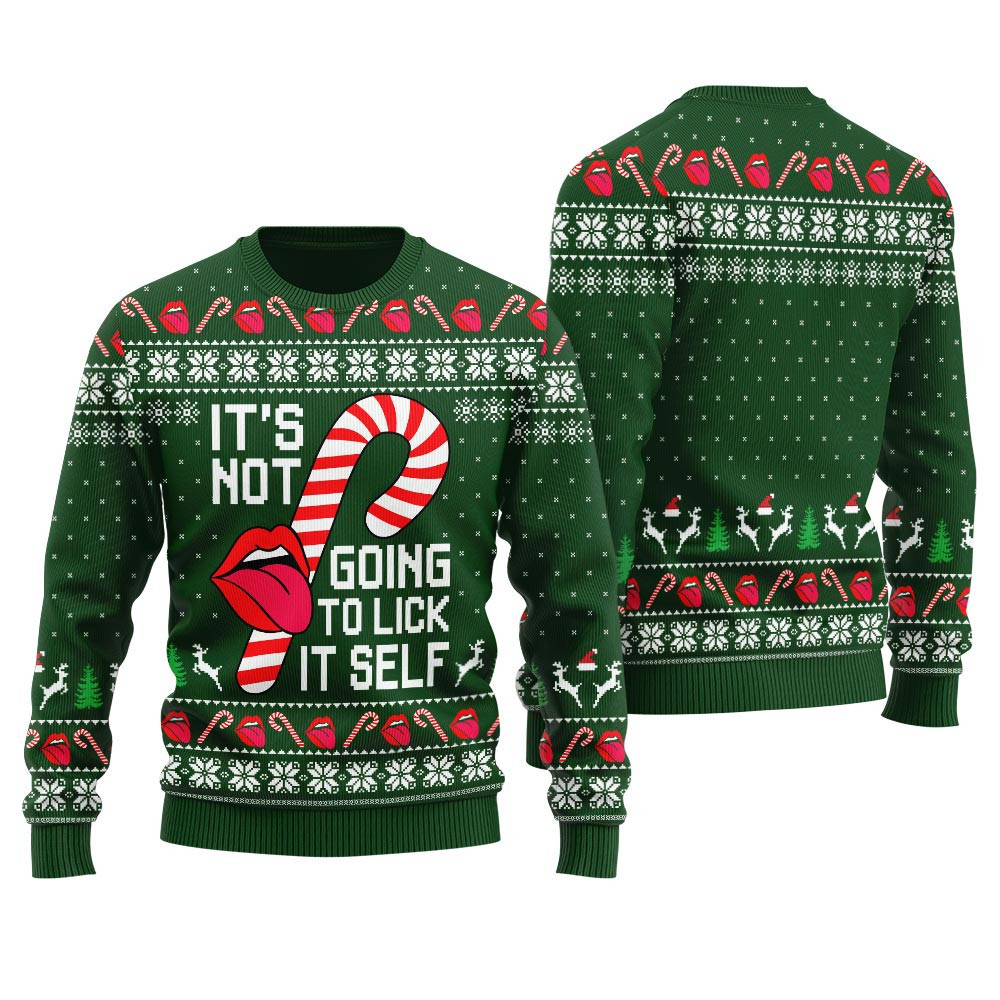 Naughty Lick Candy Mens Ugly Christmas Sweater Perfect Gift Sweater for Friends and Family