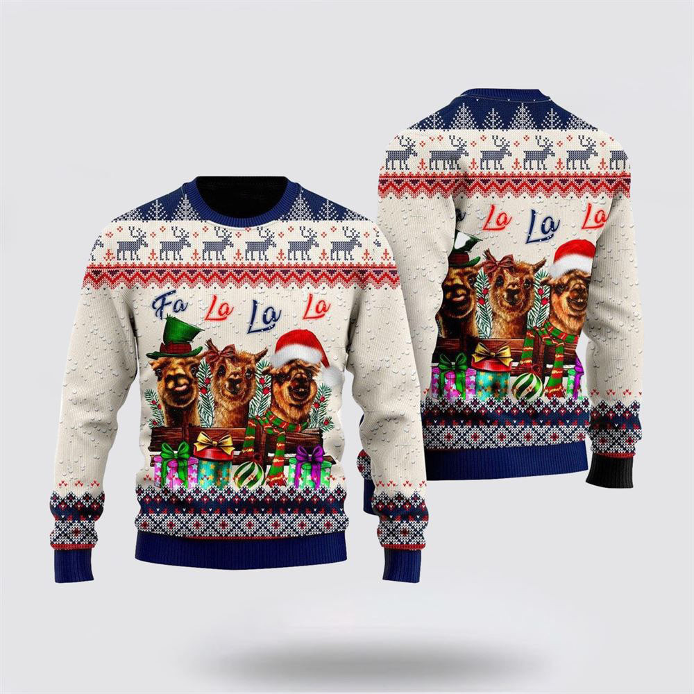 Naughty Llama Fa La La La Ugly Christmas Sweater Unique Christmas Gifts For Family
