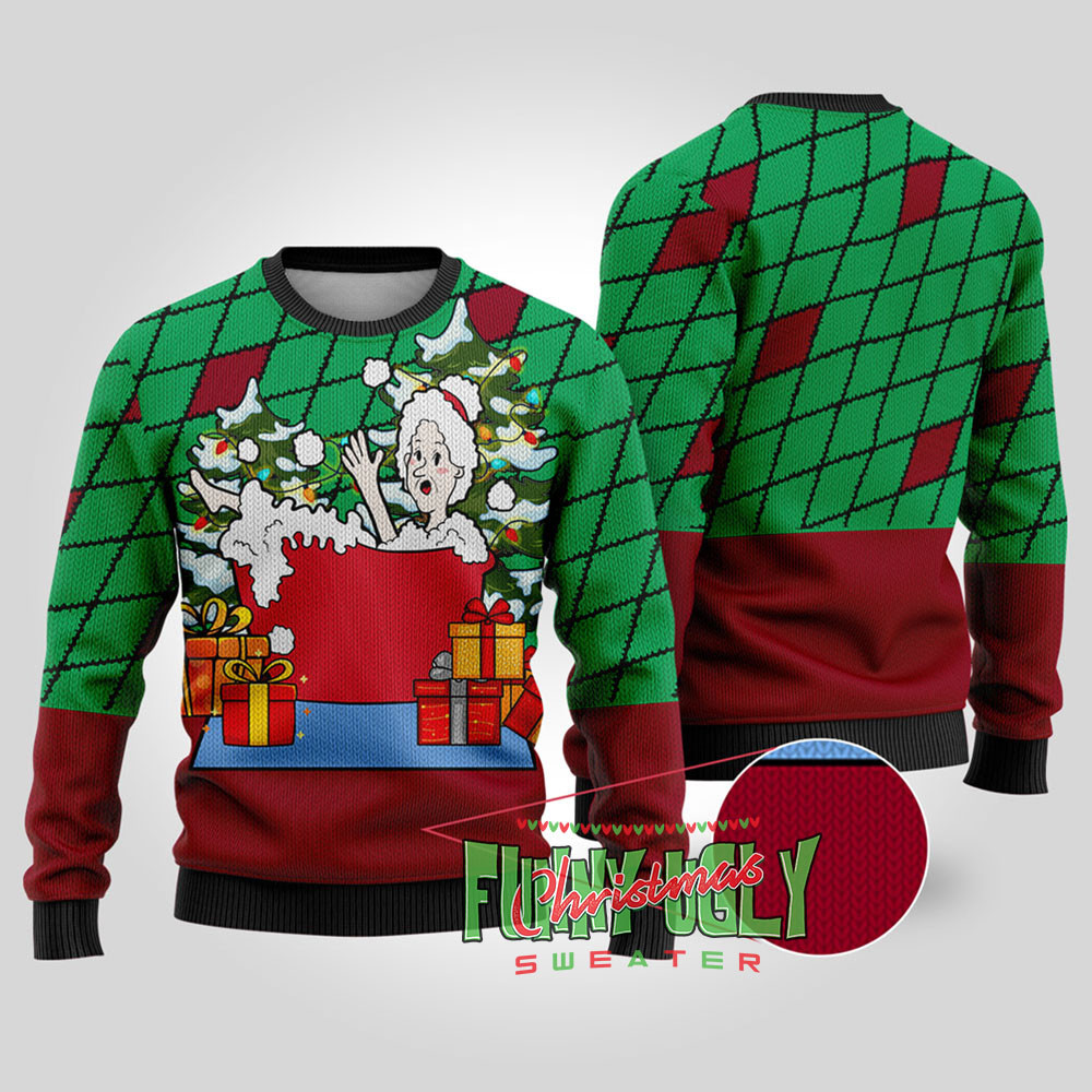 Naughty Mrs Claus Ugly Christmas Sweater Cardinal Red Perfect Holiday Gift Merch for Sweater Lovers