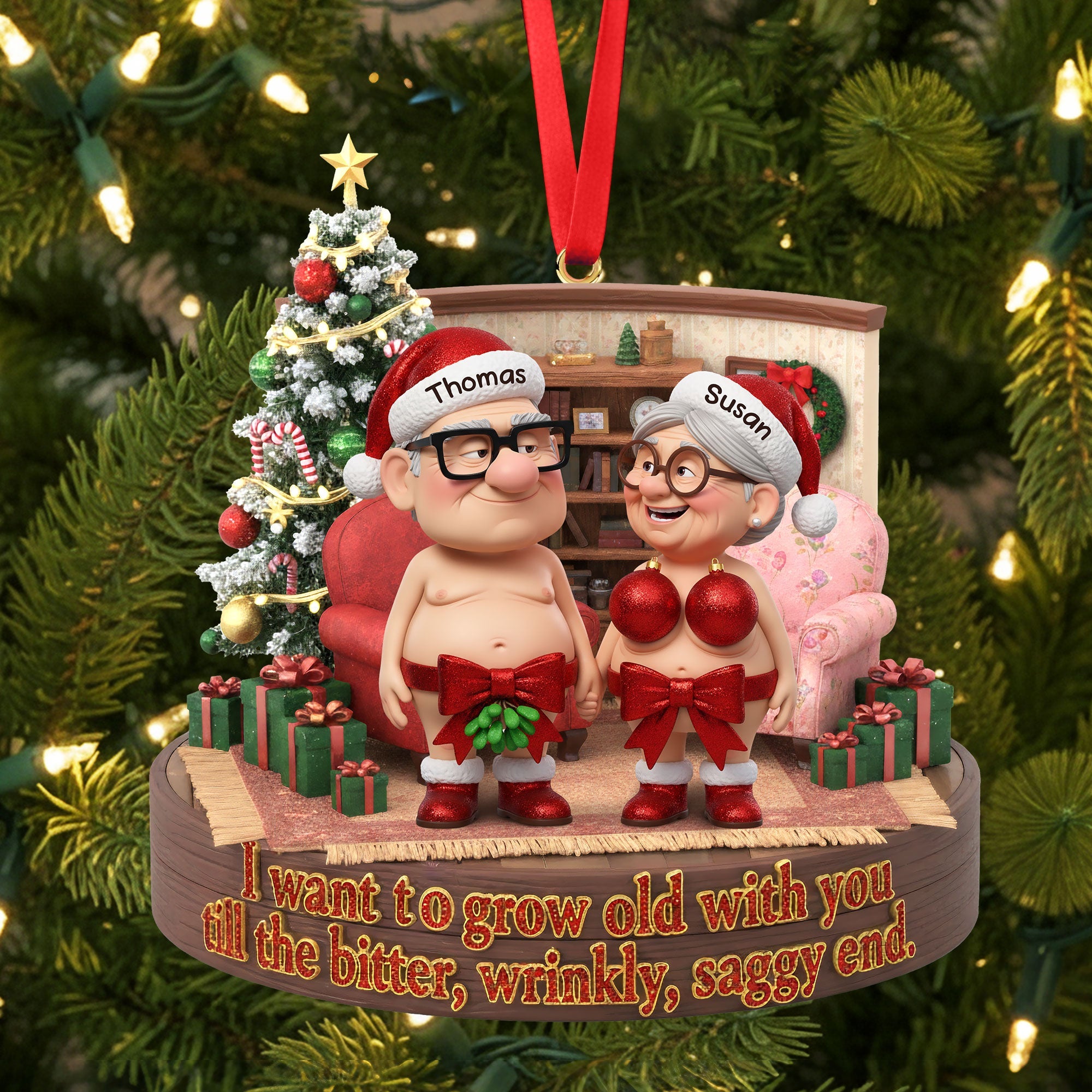 Naughty Old Couple Ornament - Personalized Gifts For Couple - Fun Holiday Ornament Gift Naughty Old Couple Ornament - Personalized Gifts For Couple - Fun Holiday Ornament Gift