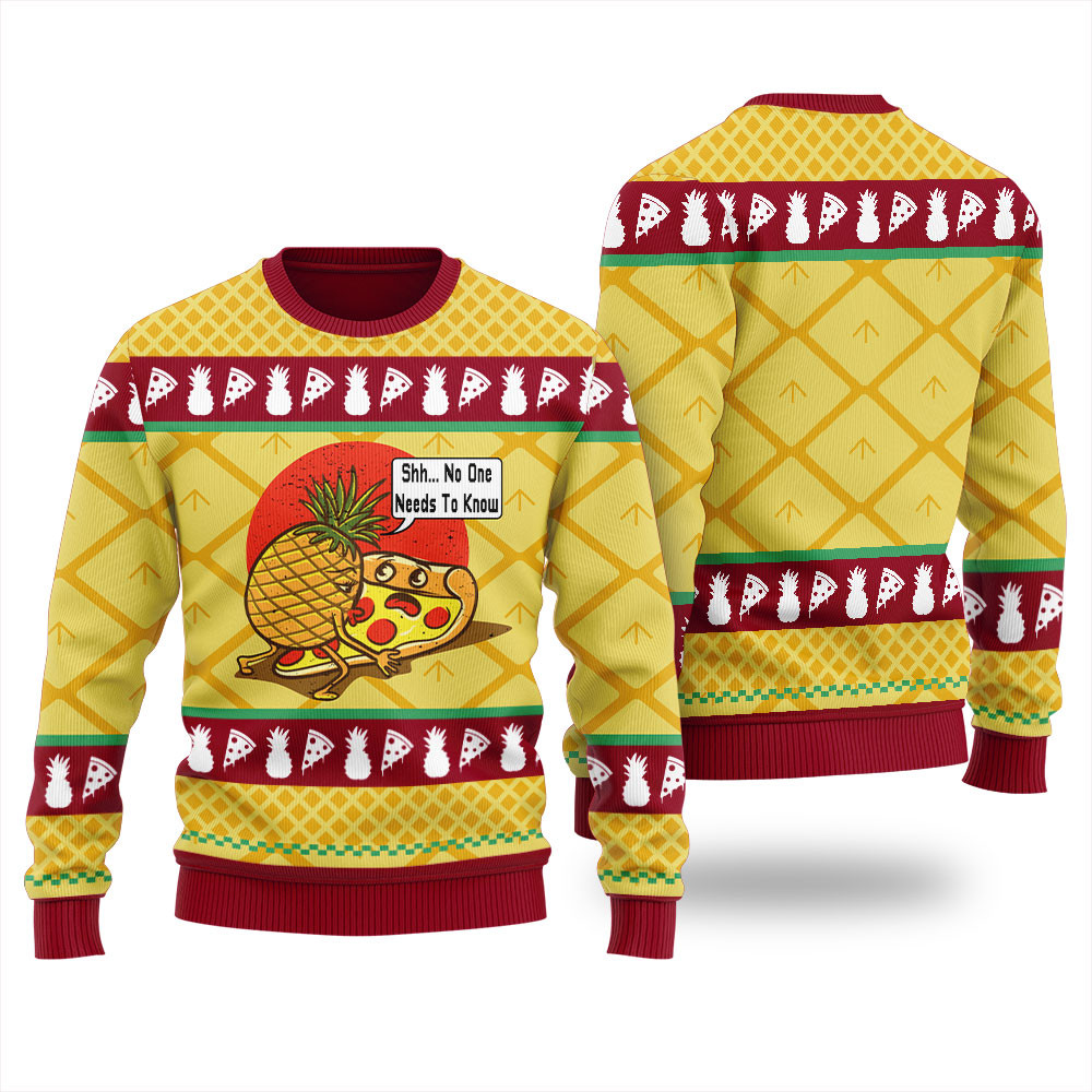 Naughty Pineapple Pizza Ugly Christmas Sweater Custom Christmas Sweatshirt for Family Matching