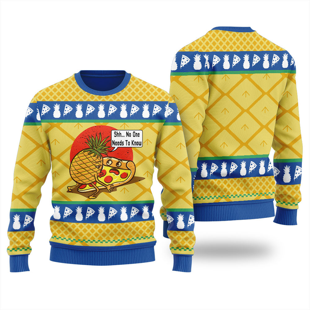 Naughty Pineapple Pizza Womens Ugly Christmas Sweater Soft Cotton Sweatshirt for Winter Comfort