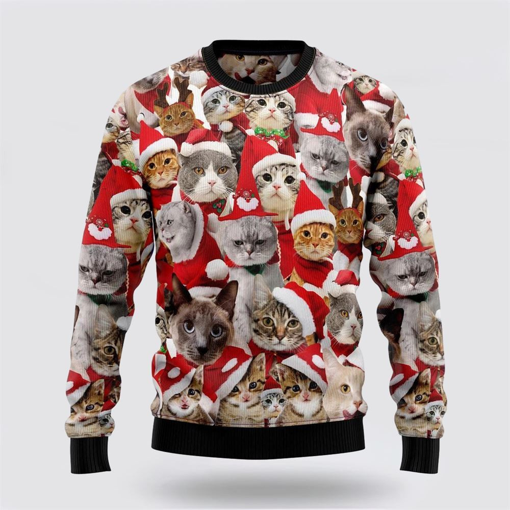 Naughty Pizza Cat With Laser Eyes Give Me Pizza Ugly Christmas Sweater Christmas Gift For Cat Love