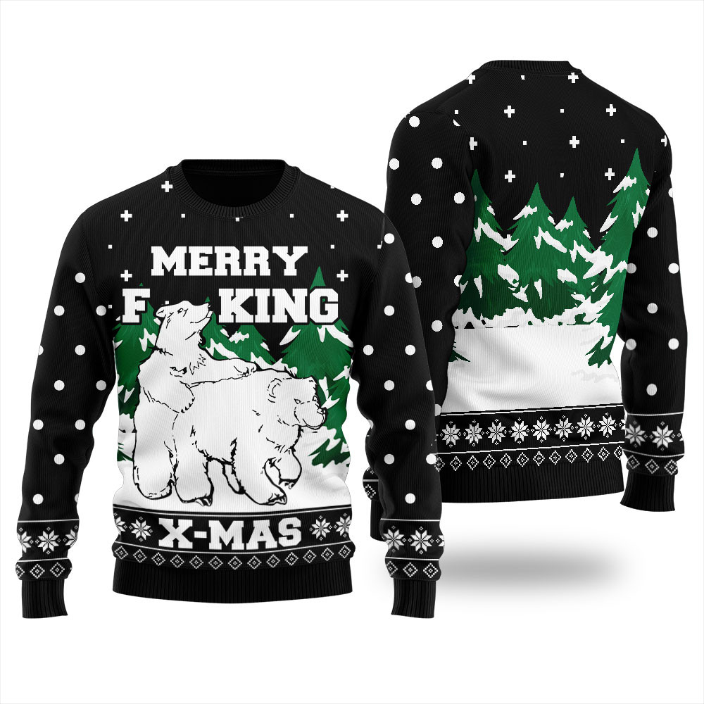 Naughty Polar Bear Christmas Sweater For Women Warm and Comfy Sweater for Winter Days
