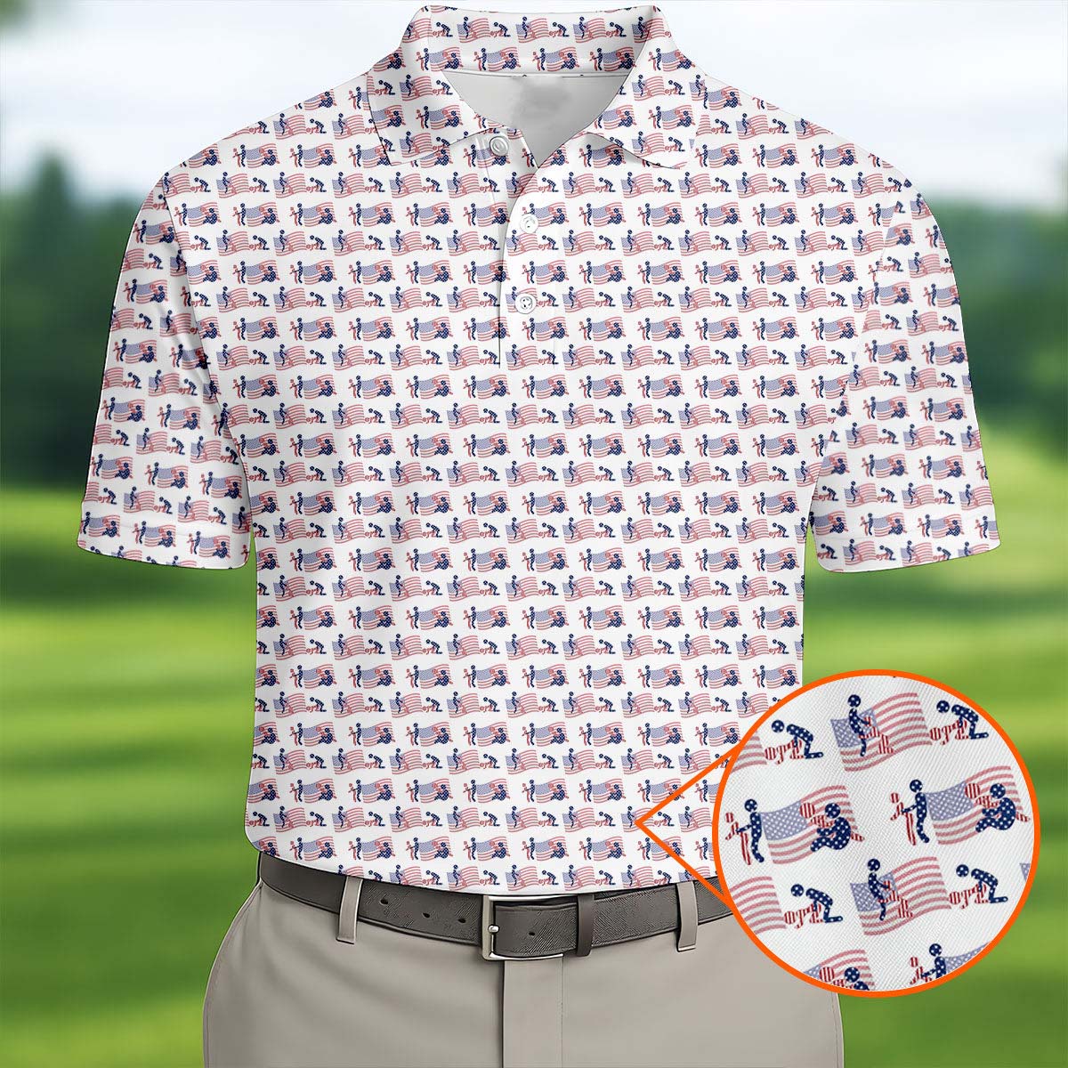 Naughty Position American Flag Pattern Polo Shirt Men's Apparel Gifts For Golf Lovers