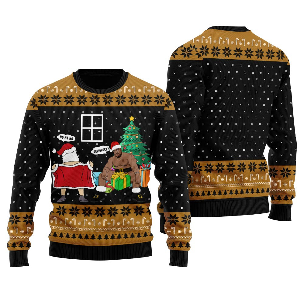 Naughty Santa Barry Wood Inappropriate Christmas Sweater Personalized Christmas Sweatshirt Gift for Family