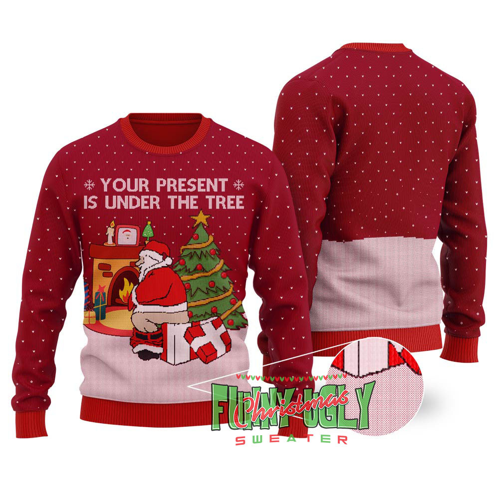 Naughty Santa Christmas Sweater Cardinal Red Perfect Winter Merch Gift for the Holiday Spirit