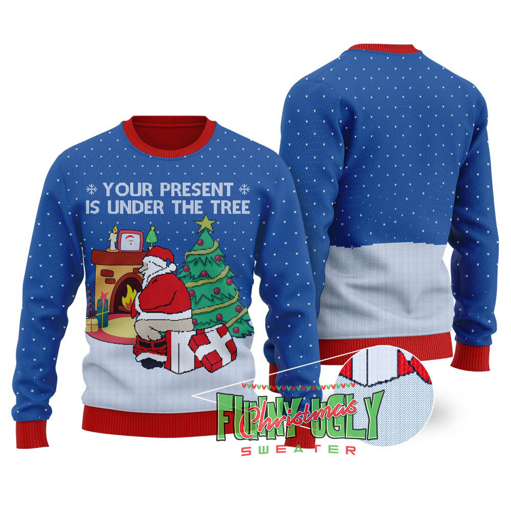 Naughty Santa Christmas Sweater Royal Casual Winter Sweatshirt for Daily Comfort