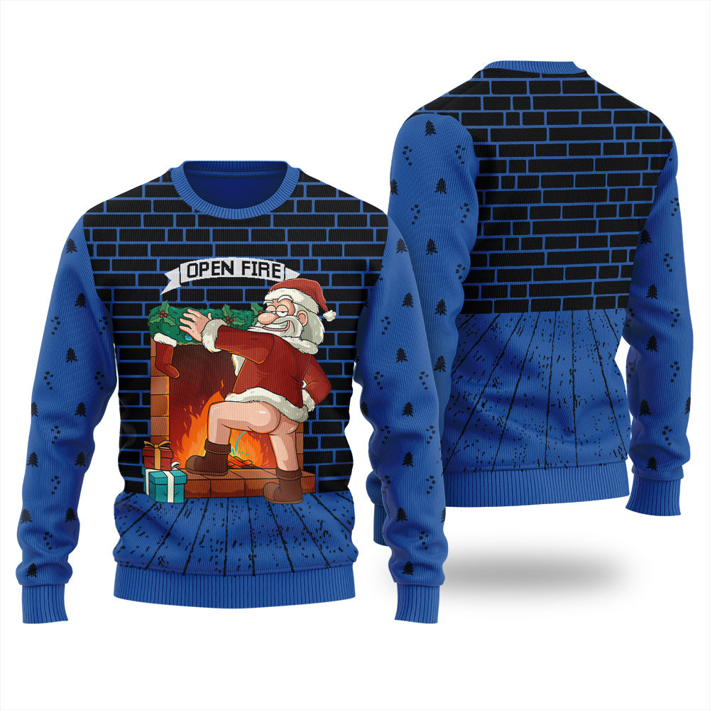 Naughty Santa Claus Christmas Sweater Men Casual Winter Sweatshirt for Daily Comfort