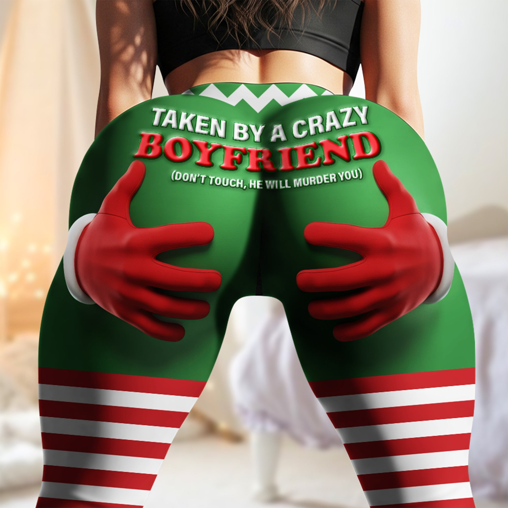 Naughty Santa Hands Leggings - Personalized Christmas Gifts For Her - Silly Christmas Gifts For Coworkers