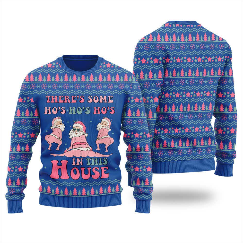 Naughty Santa Ho Ho Ho Womens Ugly Christmas Sweater Best Christmas Merch Gift for Family and Friends