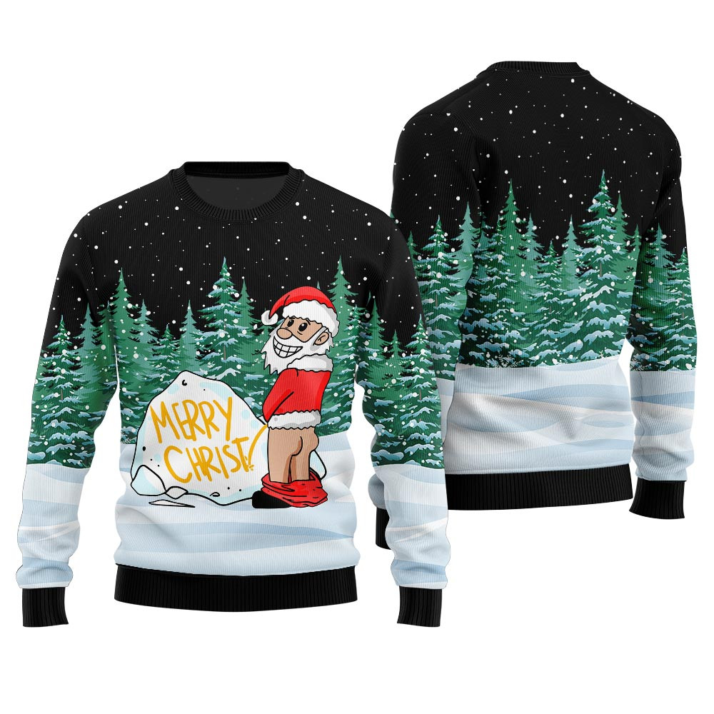 Naughty Santa Merry Christmas Ugly Sweater Black Holiday Merch That Makes a Perfect Christmas Gift