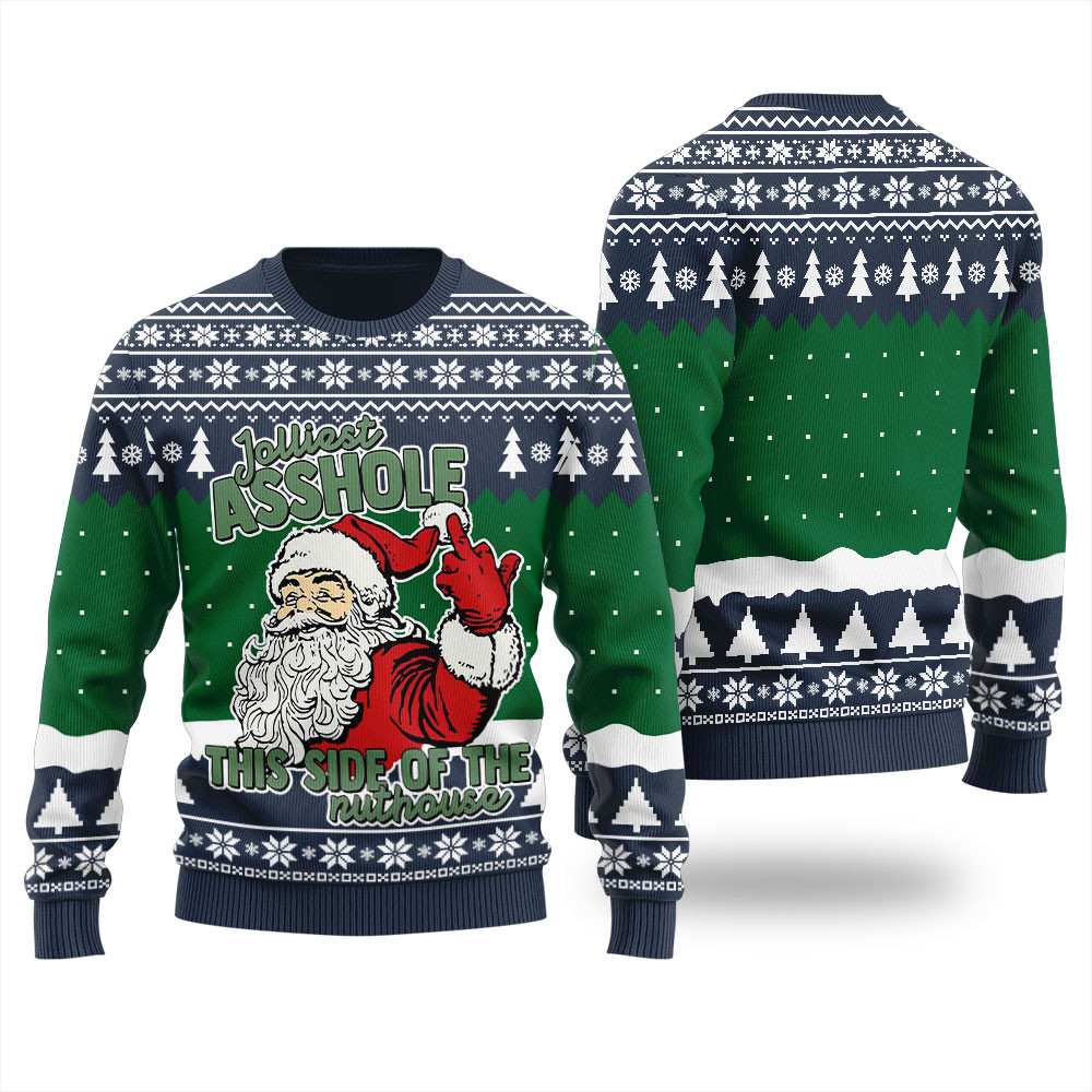 Naughty Santa Offensive Christmas Sweater Funny Xmas Sweater for Ugly Sweater Parties