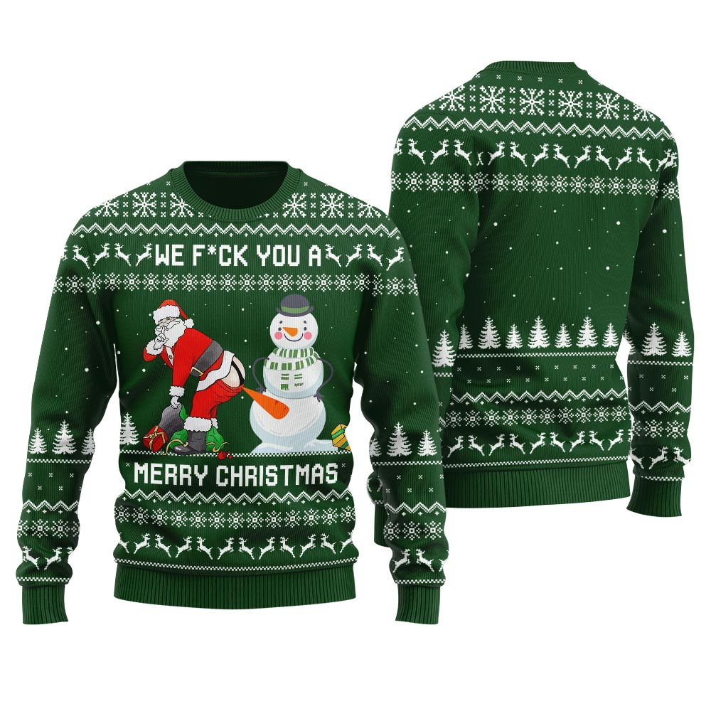 Naughty Santa Snowman Ugly Christmas Sweater For Unisex Holiday Merch That Makes a Perfect Christmas Gift