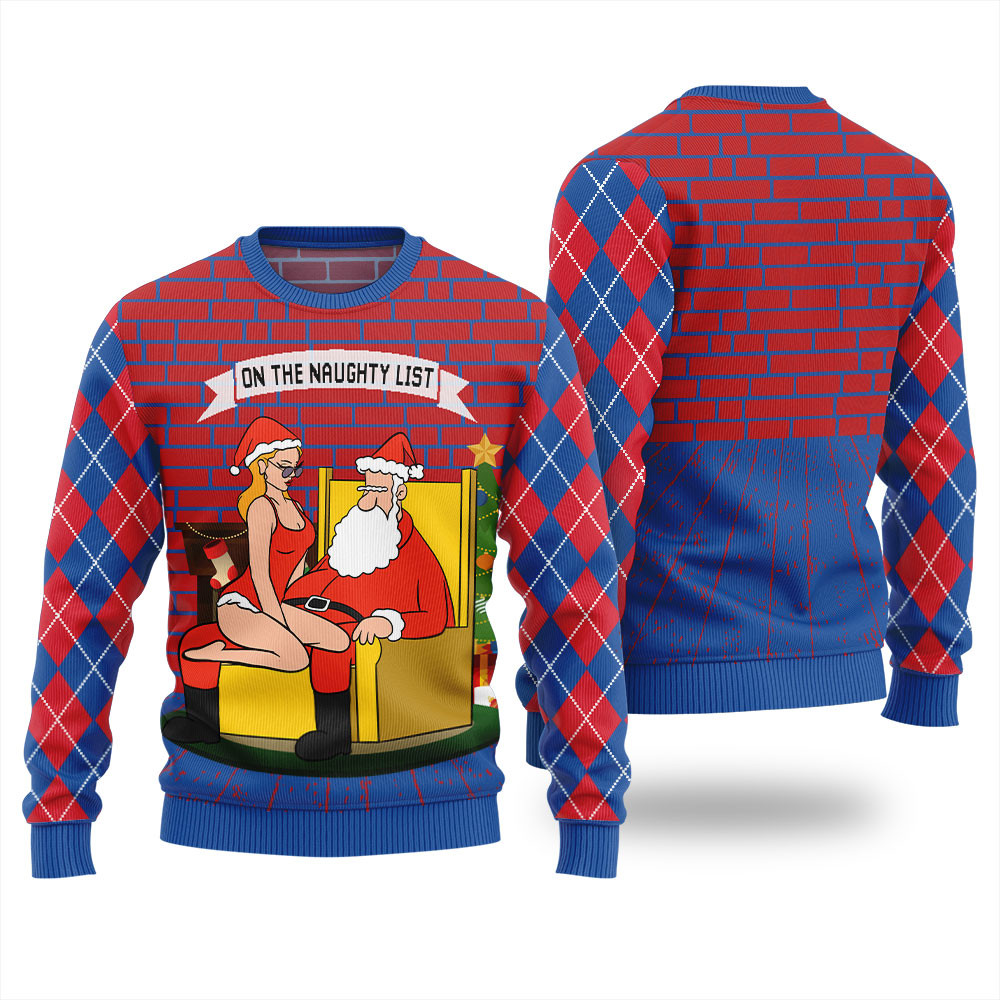 Naughty Santa With Sexy Girl Ugly Christmas Sweater For Women Custom Holiday Sweater Merch That Warms the Heart