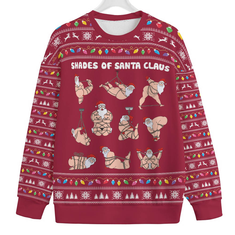 Naughty Shades Of Santa Womens Christmas Sweaters Plus Size Soft Cotton Sweatshirt for Winter Comfort