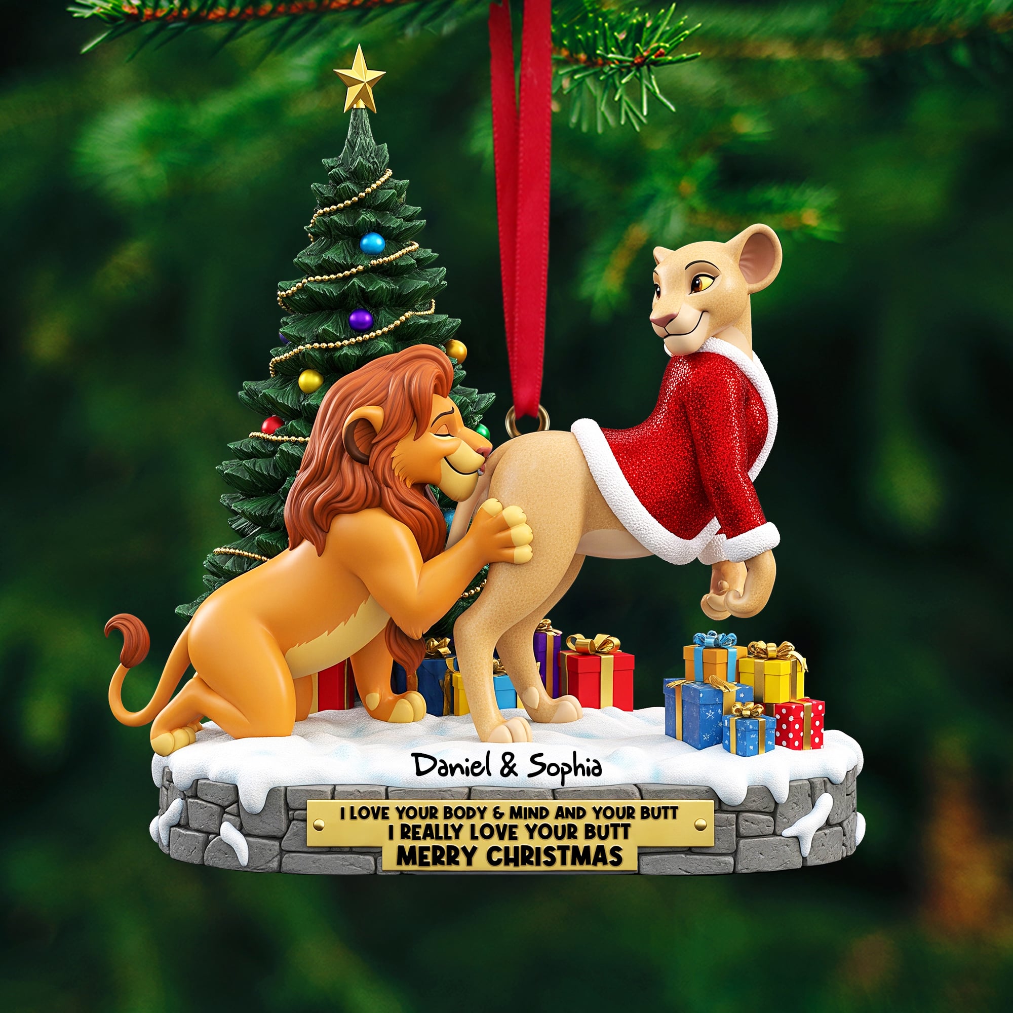 Naughty Wildland Couple Ornament - Personalized Gifts For Couple - Holiday Tree Decoration Gift