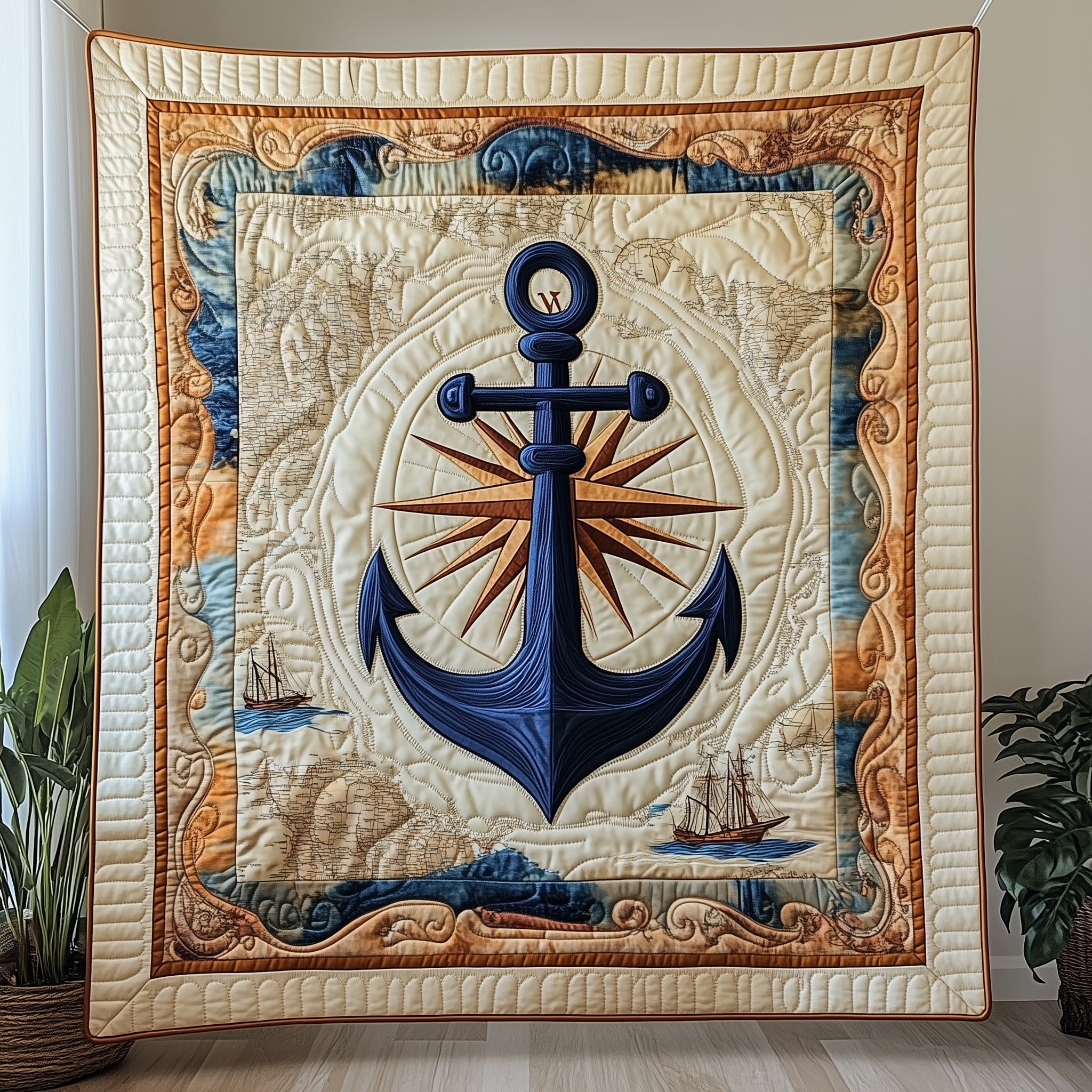 Nautical Anchor Quilted Blanket Merchandise Throw BlanketAnchor Gift Ideas Christmas