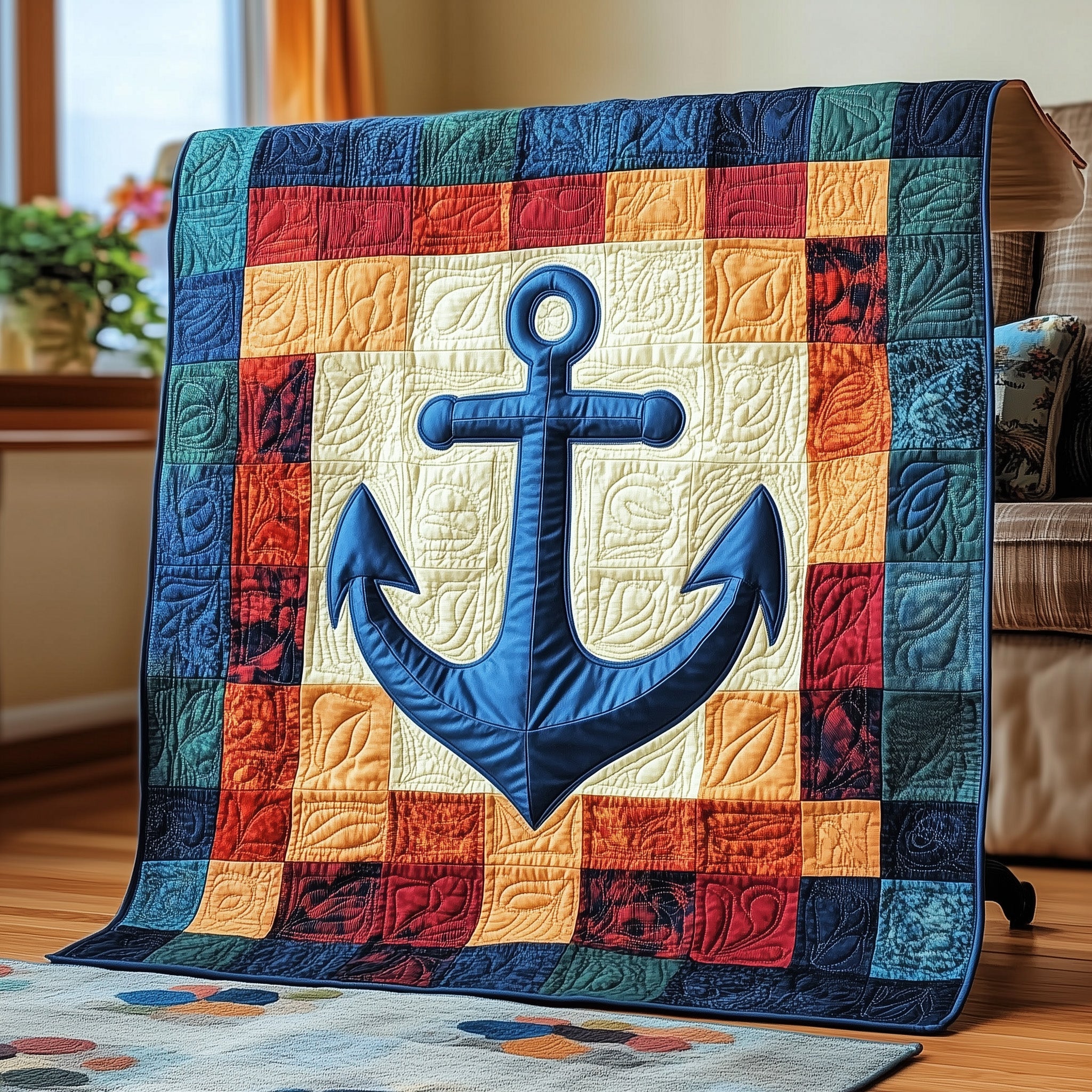 Nautical Anchor Quilted Blanket Merchandise Throw BlanketAnchor Related Gifts Christmas