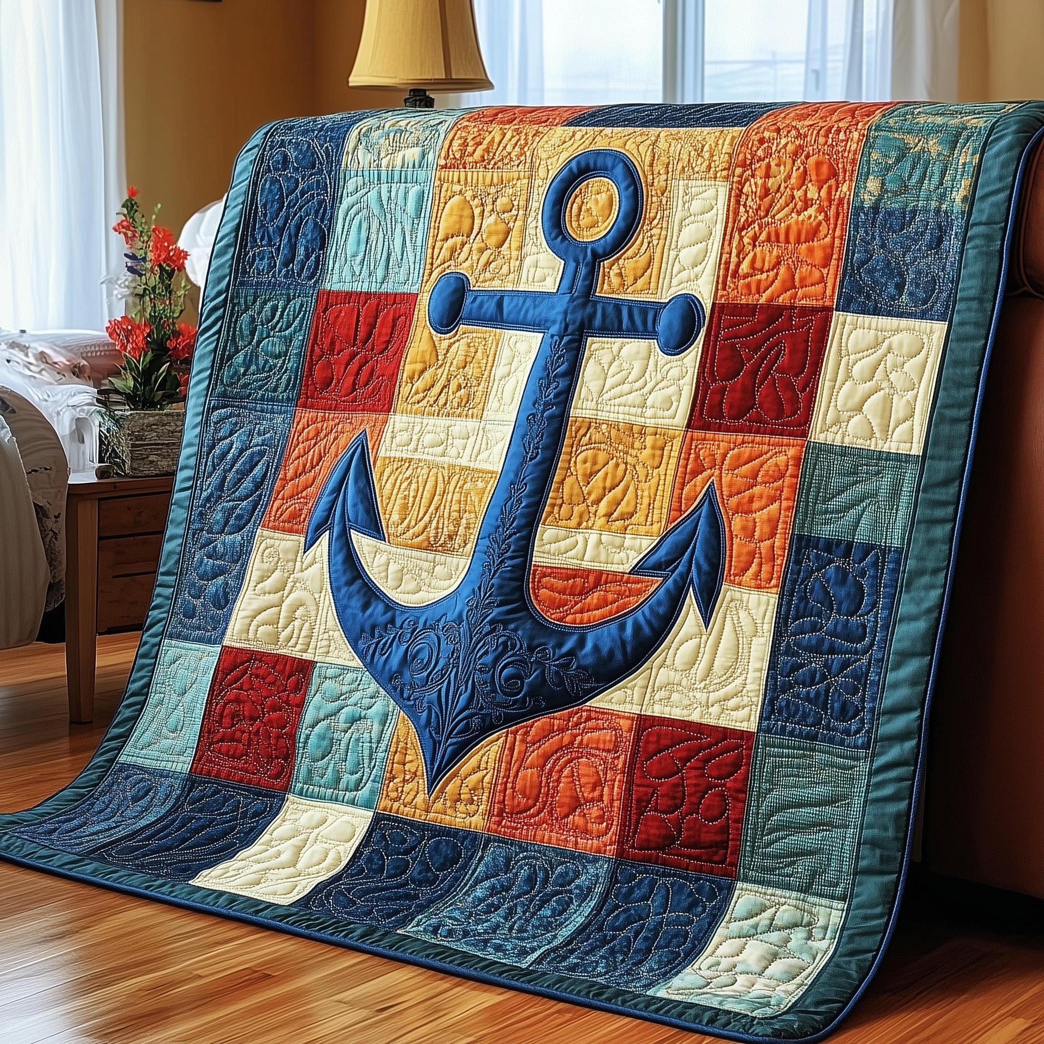 Nautical Anchor Quilted Blanket Merchandise Throw BlanketNavy Anchor Gifts Christmas