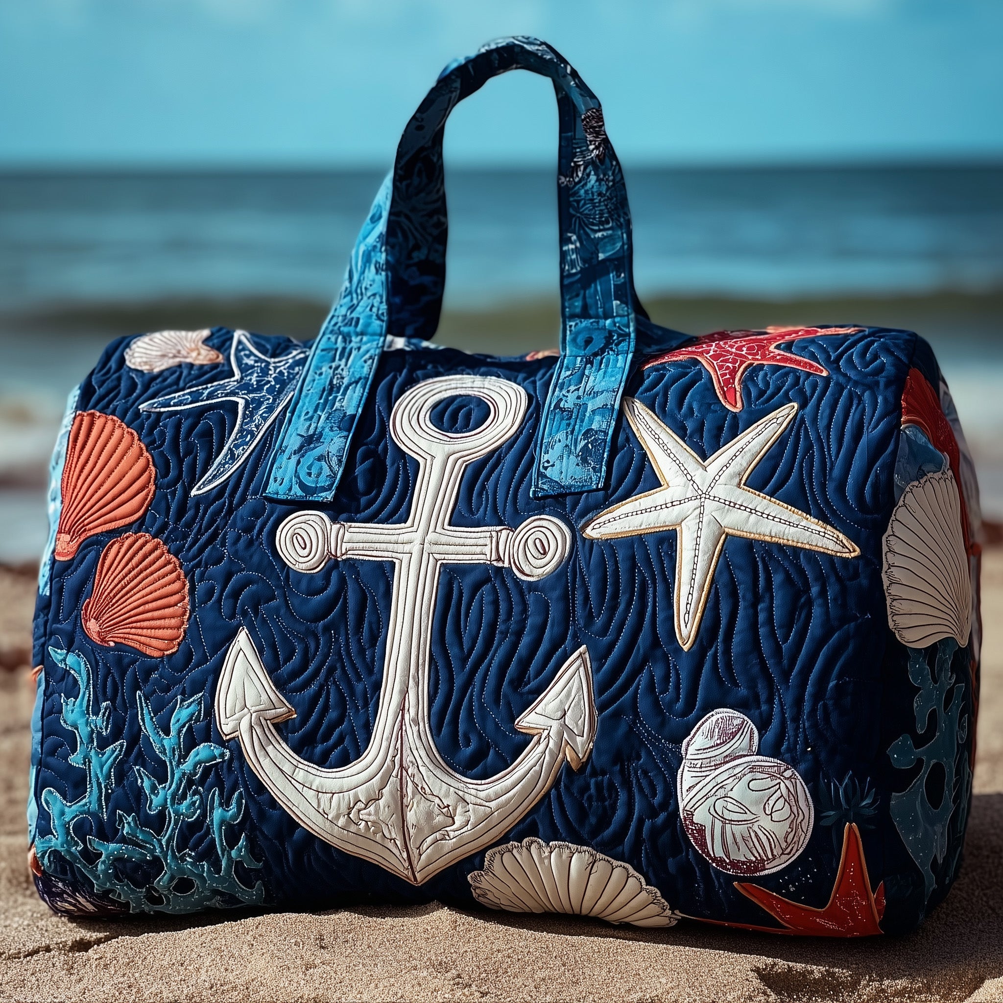 Nautical Anchor Quilted Duffle Bag For Everyday Use