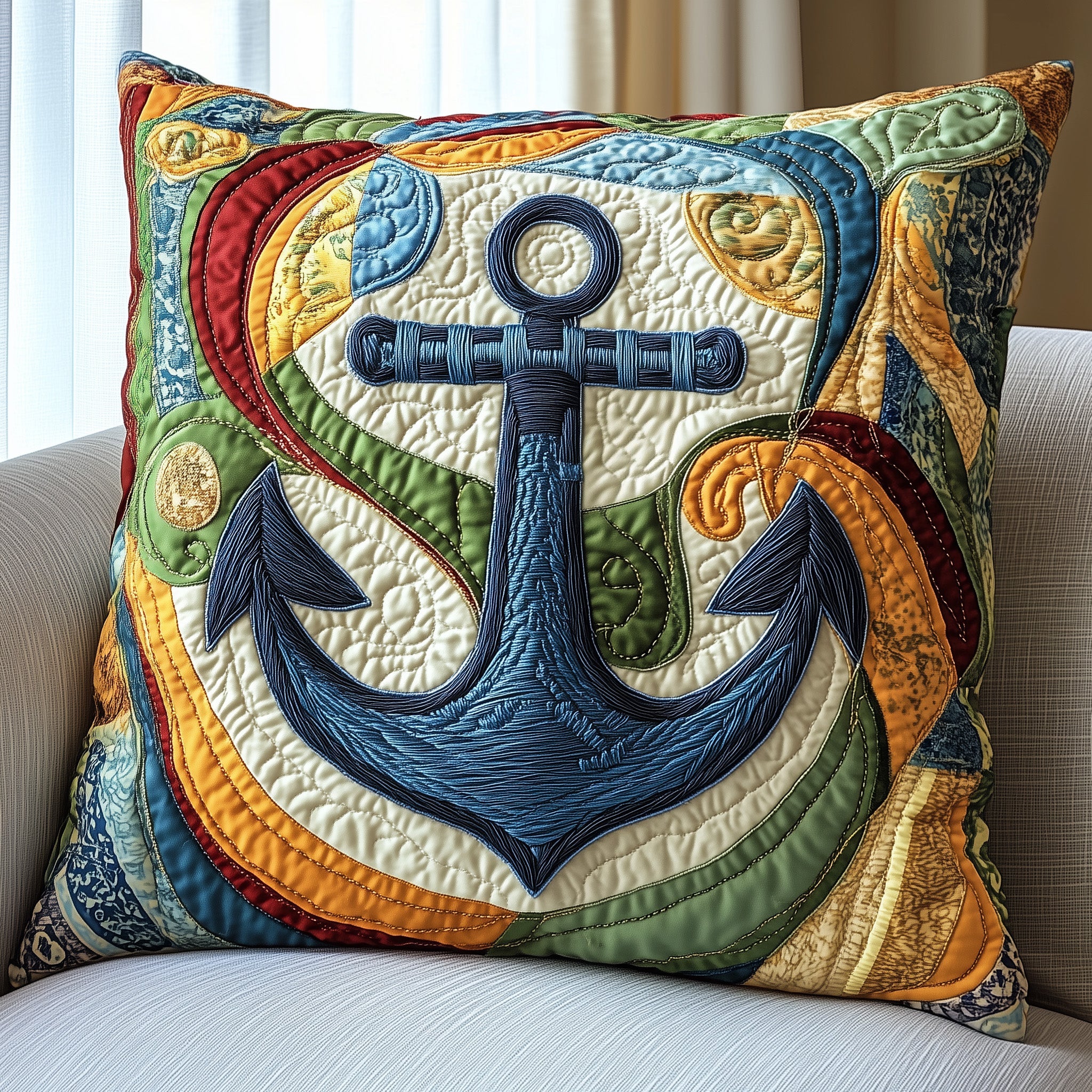 Nautical Anchor Quilted Pillow Case Pillow Protector CoverAnchor Gift Ideas