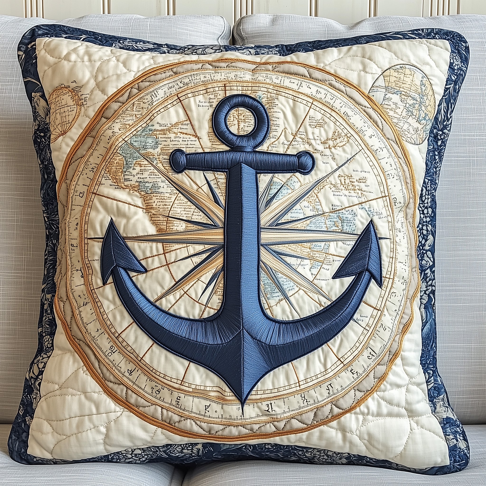 Nautical Anchor Quilted Pillow Case Pillow Protector CoverBest Themed Anchor Gifts