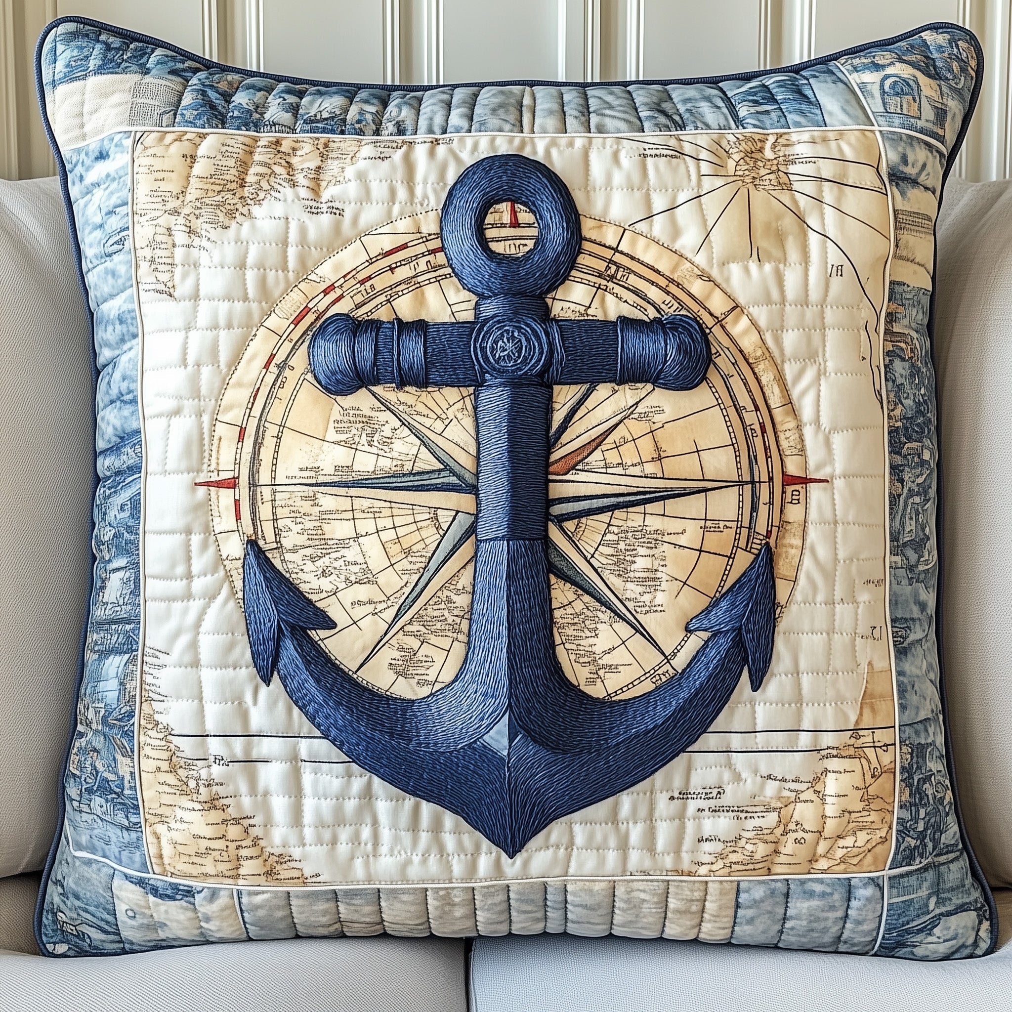 Nautical Anchor Quilted Pillow Case Pillow Protector CoverOcean Anchor Christmas Presents