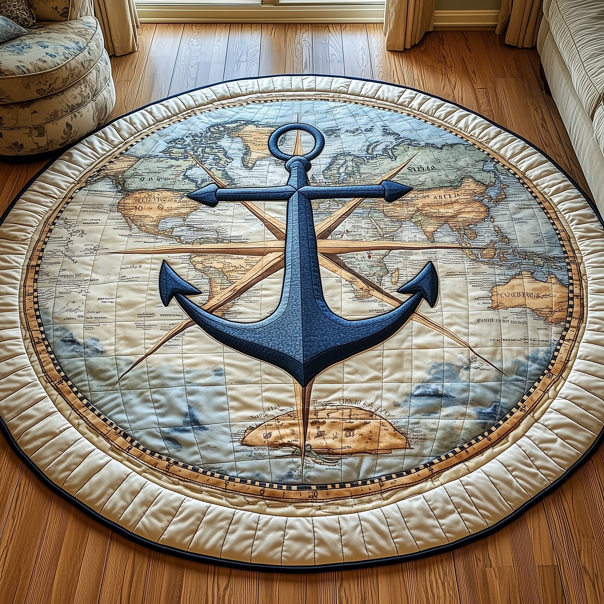 Nautical Anchor Quilted Round Mat Gftotp4760 Halloween Gift